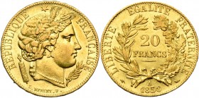 FRANCE, Deuxième République (1848-1852), AV 20 francs, 1850A, Paris. Type Cérès. Gad. 1059; Fr. 566.
TB