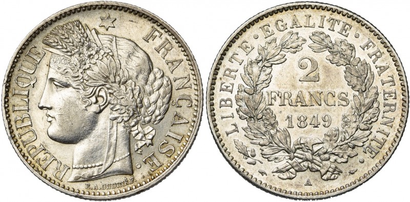 FRANCE, Deuxième République (1848-1852), AR 2 francs, 1849A, Paris. Gad. 522.
T...