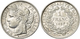FRANCE, Deuxième République (1848-1852), AR 1 franc, 1851A, Paris. Gad. 457. Griffe au revers.
pr. SUP