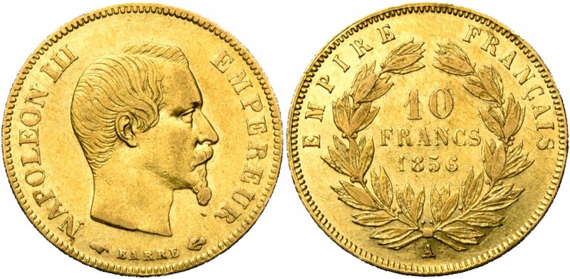 FRANCE, Napoléon III (1852-1870), AV 10 francs, 1856A, Paris. Gad. 1014; Fr. 576...