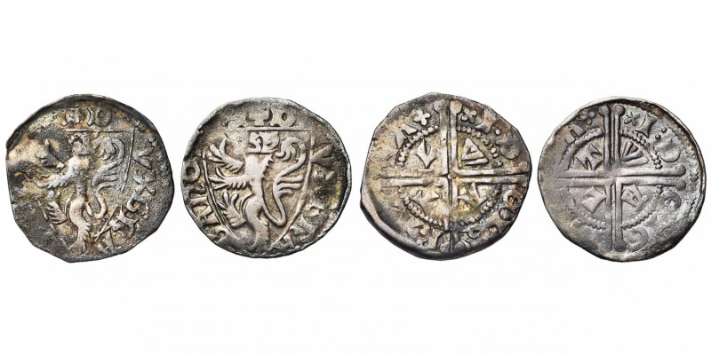 BRABANT, Duché, Jean Ier (1268-1294), lot de 2 esterlins à l''écu au lion, à par...