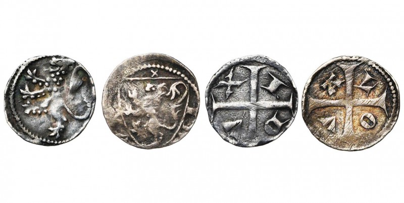 BRABANT, Duché, Jean Ier (1268-1294), lot de 2 p.: denier au lion et denier à l'...