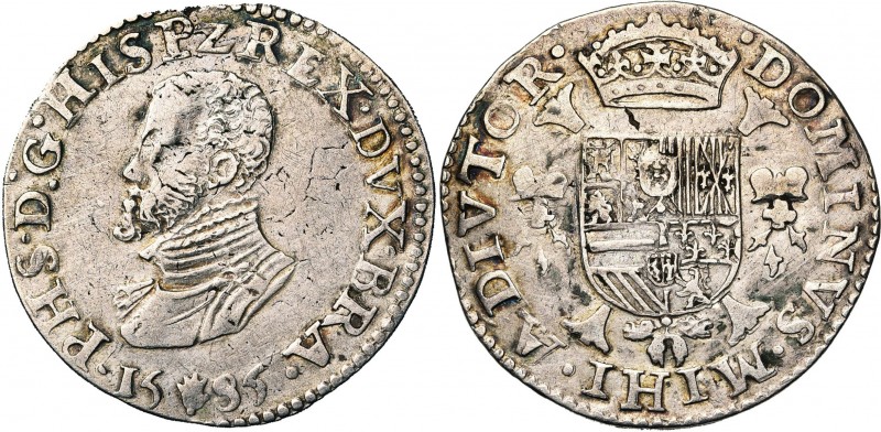 BRABANT, Duché, Philippe II (1555-1598), AR demi-écu Philippe, 1585, Anvers. Ave...