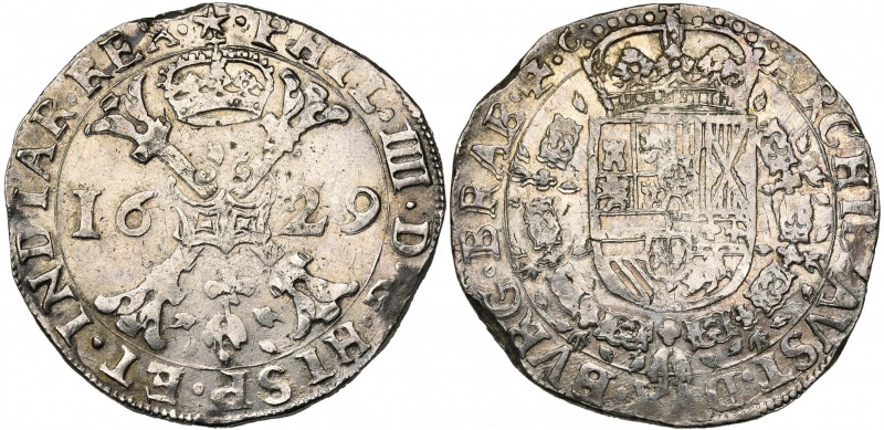 BRABANT, Duché, Philippe IV (1621-1665), AR patagon, 1629, Maastricht. D/ Croix ...