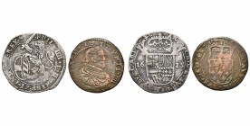 ARTOIS, Comté, Philippe IV (1621-1640), lot de 2 p.: escalin, 1625, Arras; liard, 1637, Arras. G.H. 333-7, 337-7.
TB et B