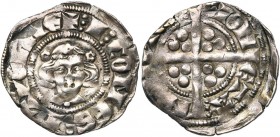 HAINAUT, Comté, Jean II d''Avesnes (1280-1304), AR esterlin, 1297-1298, Mons. D/ +I COMES HAYONIE B. de f., couronné de roses. R/ MON-ETA- MON-TES...
