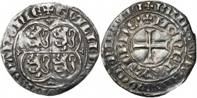 HAINAUT, Comté, Guillaume Ier (1304-1337), AR demi-gros au quadrilobe (penan ou durant), après 1314, Valenciennes. D/ Ecu écartelé aux quatre lions da...