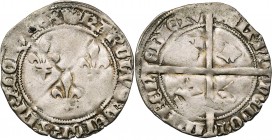 TOURNAI, atelier royal français, Charles VII (1422-1461), AR double gros (plaque), 2e émission (août 1429). Frappé sur le pied du cromsteert de Philip...