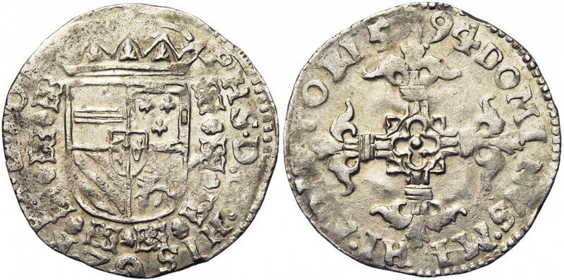 TOURNAI, Seigneurie, Philippe II (1555-1598), AR vingtième d''écu Philippe, 1594...