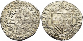 TOURNAI, Seigneurie, Philippe II (1555-1598), AR double patard, 1593. D/ Croix cantonnée de deux lions et deux couronnes, un lion en coeur. R/ Ecu cou...