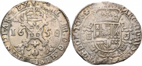 TOURNAI, Seigneurie, Philippe IV (1621-1665), AR patagon, 1658. D/ Croix de Bourgogne sous une couronne, portant le bijou de la Toison d''or. R/ Ecu c...