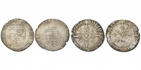 NAMUR, Comté, Philippe le Beau (1482-1506), lot de 2 p. patard, s.d. (1497-1499, fine fêlure du flan); patard, 1499. G.H. 112-7, 120-7.
TB