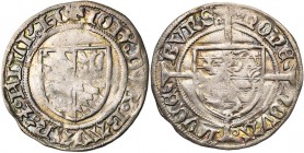 LUXEMBOURG, Duché, Jean de Bavière et Elisabeth de Görlitz, engagistes (1419-1425), AR demi-beyersgroschen, 1419-1424, Luxembourg. D/ Ecu écartelé de ...