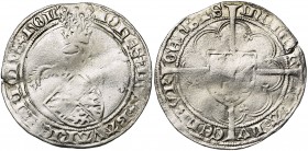 LUXEMBOURG, Duché, Jean de Bavière et Elisabeth de Görlitz, engagistes (1419-1425), AR gros, 2e émission, 1424-1425, Luxembourg. D/ Ecu incliné et hea...