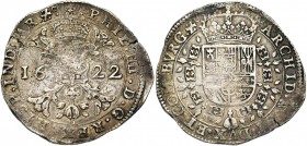 FRANCHE-COMTE, Philippe IV (1621-1665), AR patagon, 1622, Dole. Différent: croisette. D/ Croix de Bourgogne sous une couronne, portant le bijou de la ...