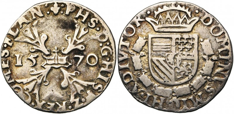 VLAANDEREN, Graafschap, Philips II (1555-1598), AR kwart Bourgondische rijksdaal...