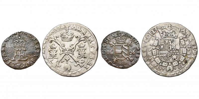 VLAANDEREN, Graafschap, Albrecht en Isabella (1598-1621), lot van 2 st.: dubbele...