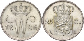 BELGIQUE, Royaume des Pays-Bas, Guillaume Ier (1815-1830), AR 25 cents, 1826B, Bruxelles. Sch. 297.
SUP à FDC