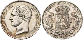 BELGIQUE, Royaume, Léopold Ier (1831-1865), AR 2 1/2 francs, 1848. Petite tête. Dupriez 382. Nettoyé.
TB à SUP