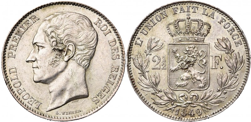 BELGIQUE, Royaume, Léopold Ier (1831-1865), AR 2 1/2 francs, 1849. Grande tête. ...