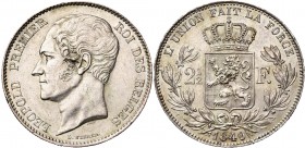 BELGIQUE, Royaume, Léopold Ier (1831-1865), AR 2 1/2 francs, 1849. Grande tête. Dupriez 413. Petit défaut de flan.
pr. SUP