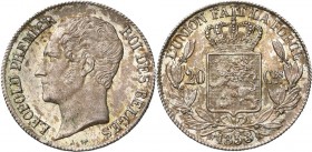 BELGIQUE, Royaume, Léopold Ier (1831-1865), AR 20 centimes, 1853. L.W. avec points. Dupriez 543; Bogaert 543A. Belle patine.
FDC