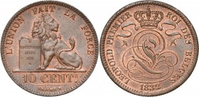 BELGIQUE, Royaume, Léopold Ier (1831-1865), Cu 10 centimes, 1832. BRAEMT F. avec point. Bogaert 19A. Petites taches.
FDC
