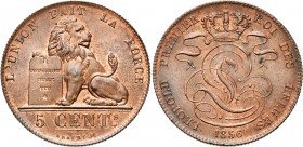 BELGIQUE, Royaume, Léopold Ier (1831-1865), Cu 5 centimes, 1856. Dupriez 587.
FDC