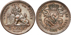 BELGIQUE, Royaume, Léopold Ier (1831-1865), Cu 2 centimes, 1834. BRAEMT F. avec point. Dupriez 107.
TB à SUP