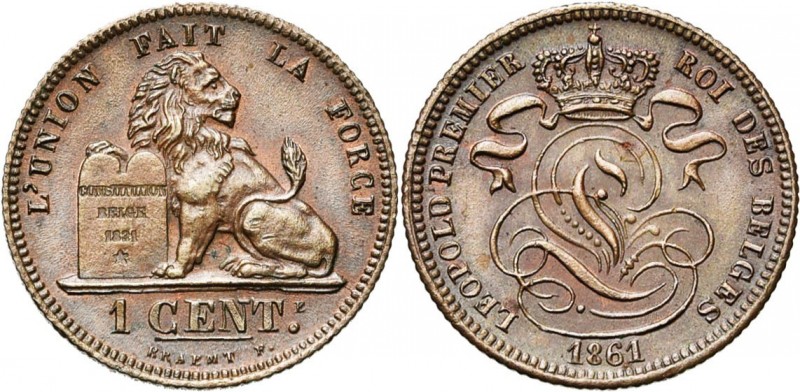 BELGIQUE, Royaume, Léopold Ier (1831-1865), Cu 1 centime, 1861. Dupriez 872.
FD...