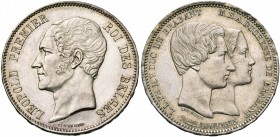 BELGIQUE, Royaume, Léopold Ier (1831-1865), AR 5 francs, 1853. Mariage du duc de Brabant. Dupriez 540. Avec point dans la date. Petits coups.
SUP à F...