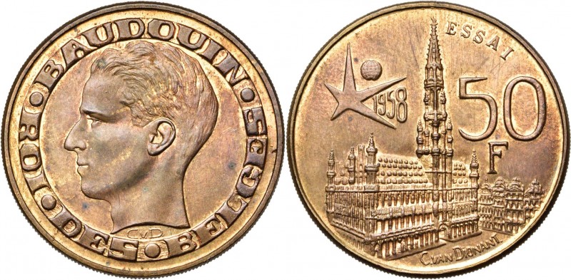 BELGIQUE, Royaume, Baudouin (1951-1993), 50 francs, 1958FR. Exposition universel...