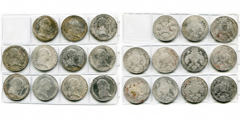 AUTRICHE, lot de 11 p.: François II, couronne, 1796M; François Ier, Taler 1806A,...