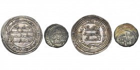 lot of 2 pcs: Umayyad, al-Walid I, dirham, AH 93, Wasit (VF - EF, nicely toned); Great Mongols (Chingizid), Chingiz Khan, jital, n.d., no mint (VF). A...
