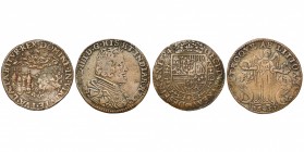 PAYS-BAS MERIDIONAUX, lot de 2 jetons: 1584, Bureau des Finances - Reconquête du Brabant et de la Flandre par Farnèse (Cu, 28 mm); 1653, Anvers, Prise...
