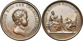 FRANCE, AE médaille, 1646, Mauger. Prise de Dunkerque par le duc d''Enghien. D/ T. enfantine de Louis XIV à d. R/ VIRES HOSTIVM NAVALES ACCISAE Un mat...