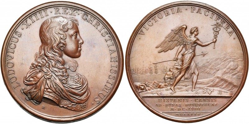FRANCE, AE médaille, 1658, Roussel et Molart. Victoire de Turenne à la bataille ...