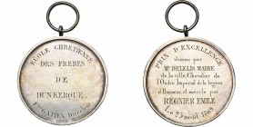 FRANCE, AR médaille, 1869. Prix d''excellence de l''Ecole chrétienne des frères de Dunkerque. D/ Inscription gravée en cinq lignes. R/ Inscription gra...
