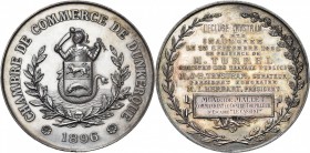 FRANCE, AR médaille, 1896. Inauguration de l''écluse Trystram. D/ Armes de la Chambre de Commerce de Dunkerque. R/ Inscription en dix lignes dans une ...