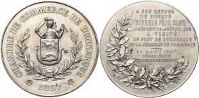 FRANCE, AR médaille, 1897. Visite de Dunkerque par Félix Faure à son retour de Russie. D/ Armes de la Chambre de Commerce de Dunkerque. R/ Inscription...