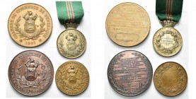 FRANCE, lot de 4 médailles: 1874, La Ville de Dunkerque aux Arbalétriers de Saint-Georges (AR, 41 mm, avec ruban, tranche inscrite); 1891, Première ré...