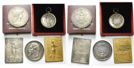 FRANCE, lot de 5 médailles: 1853, Barre, Exposition de Dunkerque (AR, 50 mm); 1900, Prix d''excellence de l''Association des anciens élèves de Notre-D...
