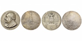 FRANCE, lot de 2 médailles: 1910, Alloy, Monument commémoratif du Cinquantenaire de Rosendael (AR, 50 mm, TB à SUP); 1911, Schmit, Inauguration du mon...
