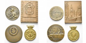 FRANCE, lot de 4 médailles: 1936, Rasumny, Bicycle-Automobile Club Dunkerquois (AE, 50 mm); 1938, Monier, Bicycle-Automobile Club Dunkerquois (AE, 60 ...