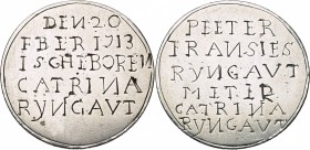 PAYS-BAS MERIDIONAUX, AR médaille, 1713. Naissance de Catrina Ryngaut. D/ Inscription en cinq lignes. R/ Inscription en six lignes. 45mm 27,80g Médail...