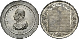 BELGIQUE, Etain médaille, 1859, Hart. Inauguration du monument dédié au Congrès national et à la Constitution. D/ B. de LéopoldIer à g., en uniforme, ...