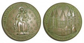 BELGIQUE, AE médaille, 1971, R. Harvent. VIIIe centenaire de la dédicace de la cathédrale de Tournai. D/ TOURNAI-CITE-ROYALE Notre-Dame en majesté ten...