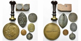 BELGIQUE, lot de 4 médailles, 3 matrices de sceaux et 1 cachet, dont: 1956, Hartig, Bicentenaire de la naissance de Mozart (AR, 36 mm); 1959, 50 ans d...