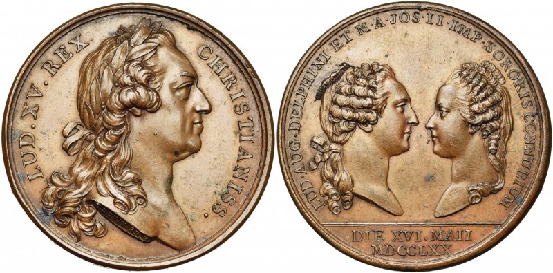 FRANCE, AE médaille, 1770, Duvivier. Mariage du Dauphin Louis et de Marie-Antoin...