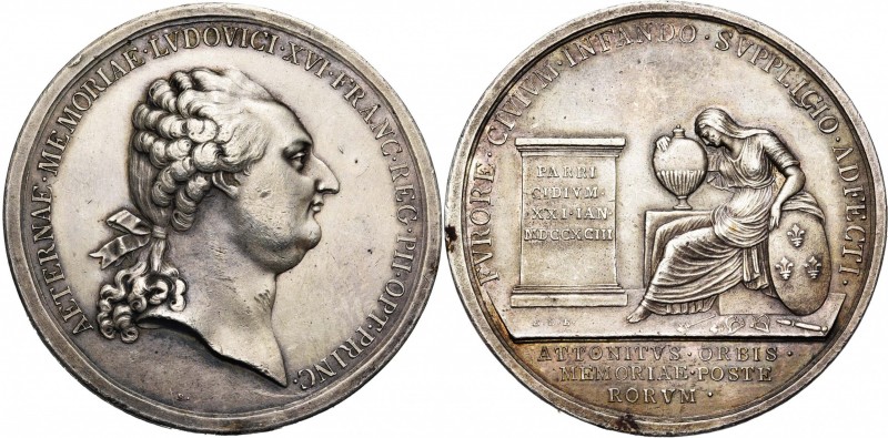 FRANCE, AR médaille, 1793, Baldenbach (Vienne). Décapitation de Louis XVI. D/ T....